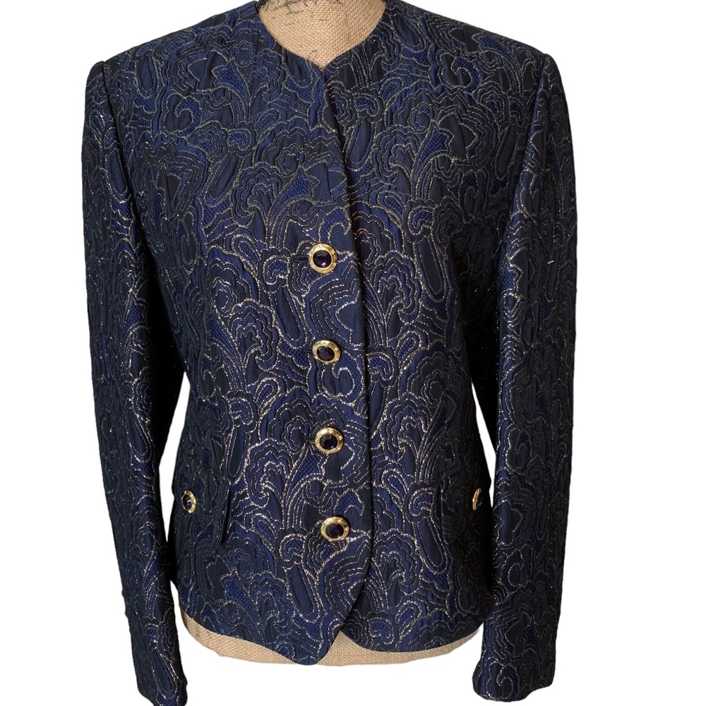 New with tags Vintage Basler Blazer Blue and Gold Size 38